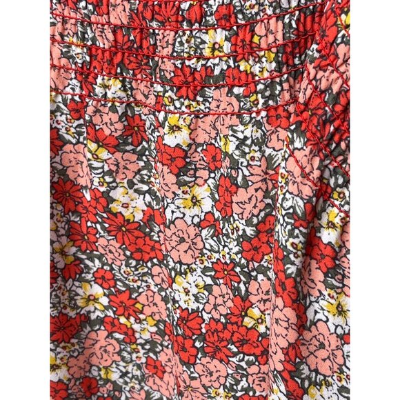 Loft Top Womens Size Medium Shirt Sleeveless Tank Blouse Floral Boho Orange Pink - Picture 6 of 11